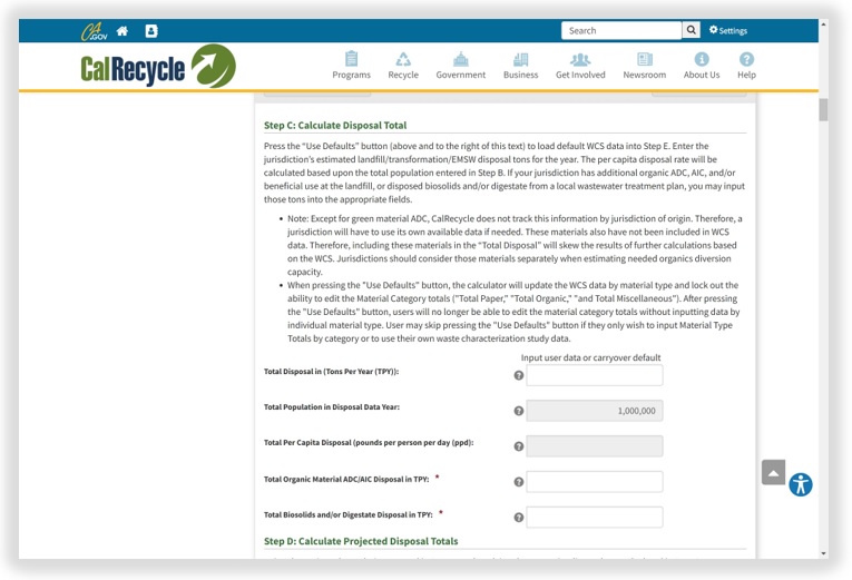 Organic Waste Capacity Planning Calculator Tool